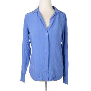 Equipment Femme Blue Silk Button Down Blouse Top XS